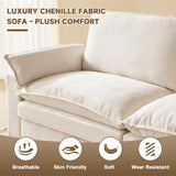 SUAWY 114 Inch Modular Couch Sectionals with Ottoman, Big Comfy Cloud Couches, L Shaped 4 Seat Modular Sectional Sofa, Modern Cloud Sectional Couches for Living Room, Deep Seat Sofa, Beige SUAWY