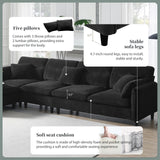 Merax 110 * 62" Modern 5 Seat Convertible Sectional Sofa with Ottoman & 5 Pillows, Cloud Chenille L-Shaped Reversible Couch Set for Living Room,Apartment, Black Merax