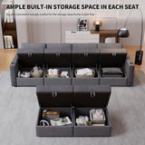 Modular Sectional Sofa with Storage, U Shaped Sectional Sofa with Chaise & Ottomans, Convertible 6 Seat Couch for Living Room with High Supportive Waist Pillow and Cup Holder ISHUHL