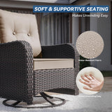 Kurapika 5 Pieces Patio Furniture Set, Rattan Wicker Outdoor Conversation Sets, 4 Woven Rattan Swivel Chairs w/48in Propane Fire Pit Table and Thickened Cushions, Sand Kurapika