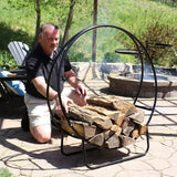 Sunnydaze 48-Inch Firewood Log Rack Hoop - Indoor/Outdoor Round Tubular Steel Wood Storage Holder Sunnydaze