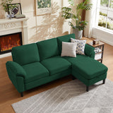 Chireca 80" Convertible Sectional Sofa, Small L Shaped 3 Seat Couch with Reversible Storage Chaise, Modern Polyester Fabric Sofa Couches for Living Room, Apartment and Small Space, Green Chireca