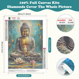SENQAO Buddha Diamond Art Kits for Adults, DIY 5D Lotus Diamond Painting Kits for Beginners, Round Full Drill Diamond Dots Paintings, Diamonds Pictures Gem Art for Adults Crafts Home Decor 12x16inch SENQAO