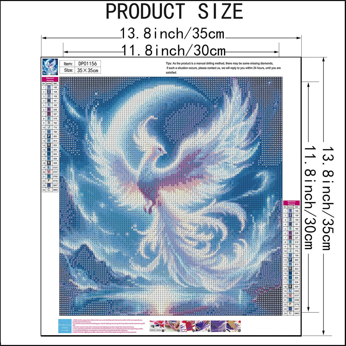 AIBOERL Phoenix Diamond Art Kits for Adults,Animals 5D Diamond Painting Kits for Adults Beginners,DIY Full Round Drill Diamond Dot Painting Gem Art Kits for Adult,Home Wall Decor 14x14Inch AIBOERL