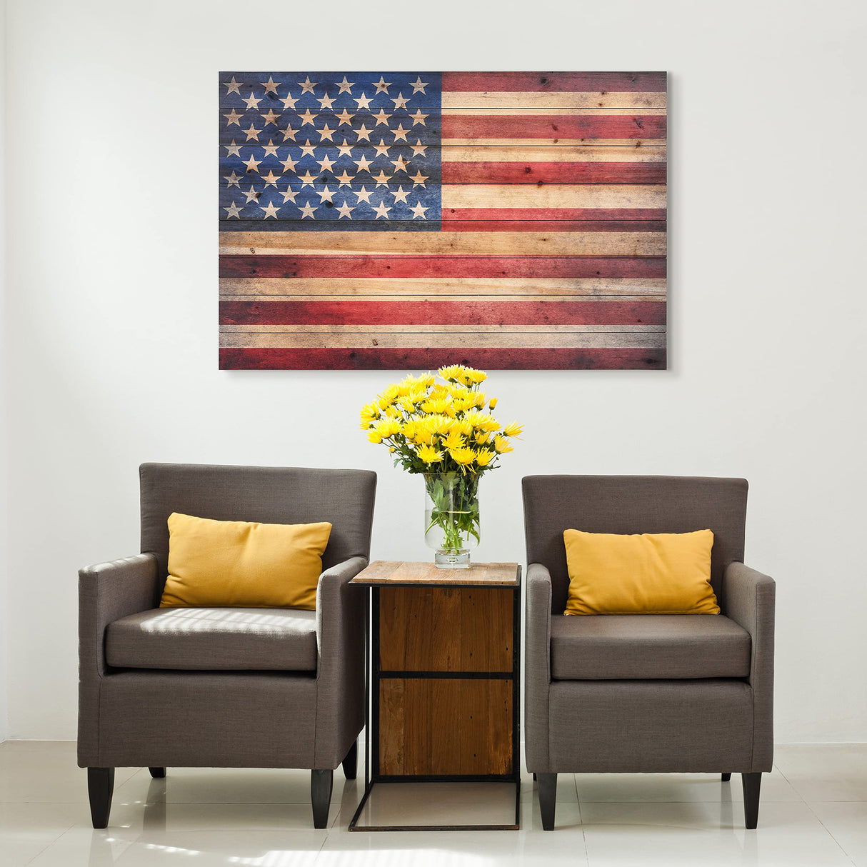Empire Art Direct American Flag Digital Print on Solid Wood Wall Art, 30" x 45" x 1.5", Ready to Hang Empire Art Direct