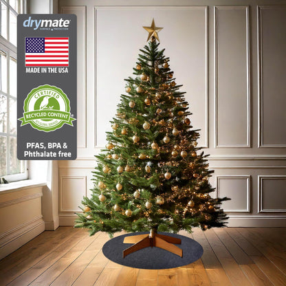 Drymate Christmas Tree Stand Mat (28”), Protects Floors from Spills and Scratches, Absorbent, Waterproof, Machine Washable, Durable, (Made in The USA)(Charcoal)