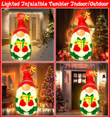 5Ft Lighted Outdoor Christmas Decorations Inflatables - Blow Up Gnome Tumbler Xmas/Winter Holiday/Happy New Year 2025 Display Indoor Party Decor Supplies Renbuzhu