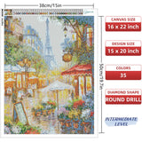 LANDFAIR Diamond Painting Kits - 15x20 inch Round Full Drill Flower Shop de Paris Diamond Art Kits for Adults LANDFAIR