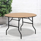 Flash Furniture Furman 4-Foot Round Wood Folding Banquet Table with Clear Coated Finished Top, 48 in Round, Natural Flash Furniture