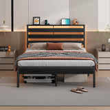 CLIBFENG 14 Inch Classic Metal Platform Bed Frame-Full Size Bed Frame with Headboard,Steel Slats Support-LED Bed Frame with USB Charging Station,Under Bed Storage,No Box Spring Needed,Noise Free CLIBFENG