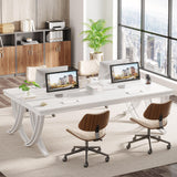 Tribesigns 6.5FT Conference Table for 6-8 People, 78 inch Long Rectangular Seminar Table with Strong Metal Frame, Business Furniture Boardroom Desk for Office Meeting Conference Room (1PCS, White) Tribesigns