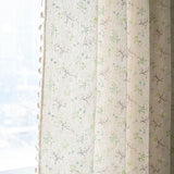 ENJOYBRIDAL Floral Bedroom Curtains 84 Inch Length 2 Panels Set Farmhouse Semi Sheer Living Room Drapes Cotton Linen Blend Bohemian Window Curtain Panels with Tassel Beige Rod Pocket Drapes ENJOYBRIDAL