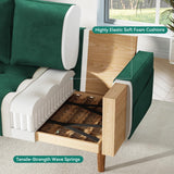 DWVO 68" Loveseat Sofa, Velvet Fabric Sofa Couch for Small Space, Modern Loveseat with Button Tufted Seat and Side Storage Pockect, 3 Seater Couch for Living Room Bedroom, 2 Pillows Included, Green DWVO