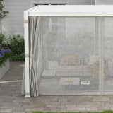 Outsunny 10' x 13' Louvered Pergola Hardtop Gazebo with Adjustable Aluminum Roof and Frame, Outdoor Pergola with Curtains and Netting, for Garden, Lawn, Backyard, and Deck, White Outsunny