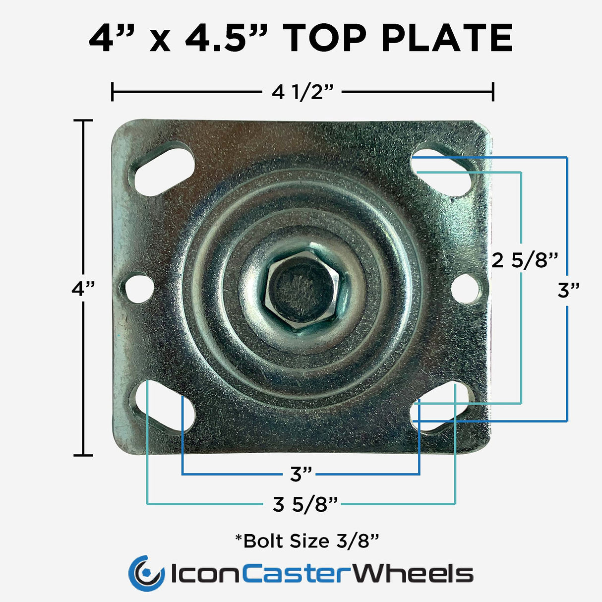 ICONCASTERWHEEL 6" x 2" Steel Heavy Duty Casters, Set of 4 Industrial Casters | 4 Swivel Top Plate Caster, Top Plate 4 x 4.5, Load Capacity 4,800 lbs per Set (4-Pack) ICONCASTERWHEELS