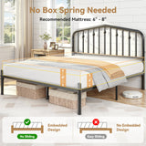 Susalt 14 Inch Queen Bed Frame, Sturdy Rustic Metal Bed Frame Queen Size, Queen Bed Frame with Headboard and 12.5" Under Bed Space, Curved Corner/No Noise/Easy Assembly/No Box Spring Needed, Black Susalt