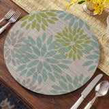 Artoid Mode Light Green Dahlia Plastic Round Placemats Set of 4, 14 Inch Seasonal Wipeable Woven Vinyl Table Mats for Farmhouse Party Kitchen Dining Decor Artoid Mode