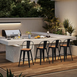 POINTANT Outdoor Metal Bar Stools Set of 4,24 inch Barstools Counter Height Bar Stool with High Back Farmhouse Kitchen Dining Chairs Bar Funiture for Outside POINTANT