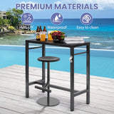 Murago 39 Inch Black Counter Height Bar Table with Composite Top and Built-in Bottle Opener Murago