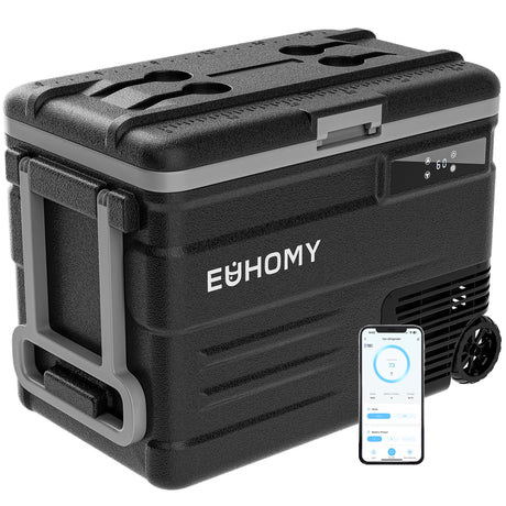 EUHOMY 12 Volt Refrigerator, 59QT(55L) 12V Fridge APP Control, Electric Cooler 12/24V DC 110-240V AC, Car Refrigerator 0℉~68℉, 12 Volt Cooler for Camping, Trip, Truck, Boating, Outdoor EUHOMY