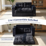 MAXYOYO Convertible Sofa Bed, Pull Out Loveseat Sleeper Sofa, 2 in 1 Folding Couch Bed, Fold Out Floor Couch with Pillows for Living Room Bedroom Lounge, Black MAXYOYO