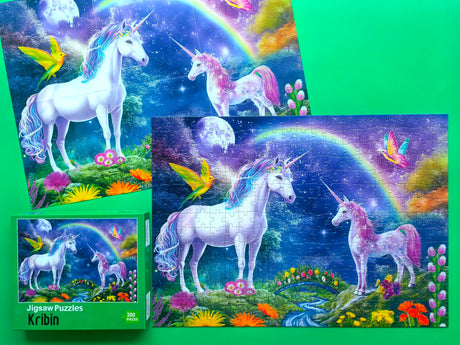 100 Piece Puzzle for Kids Adults Large Pieces- Colorful Unicorns Large Piece Puzzles - Learning Educational Puzzles Gifts for Girls Boys Kribin