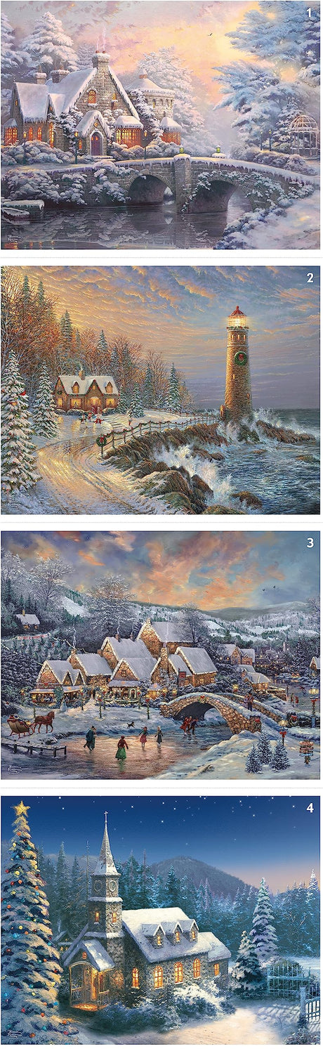 Ceaco - 4 in 1 Multipack - Thomas Kinkade - Holiday - (4) 500 Piece Jigsaw Puzzles Ceaco