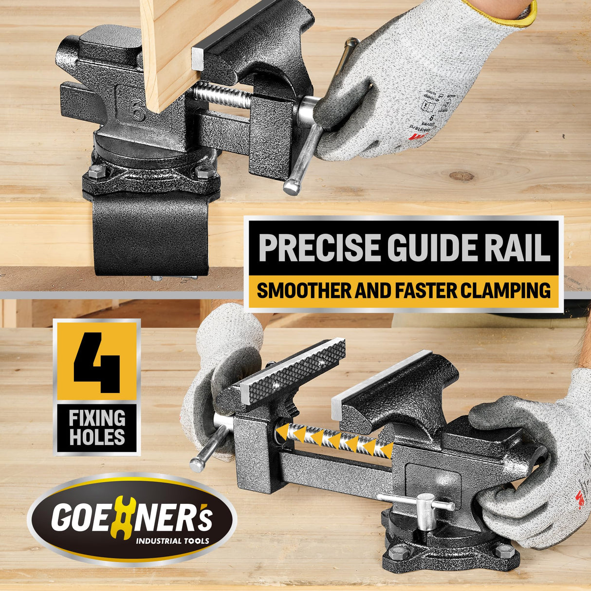 Bench Vise 6", Vice for Workbench with Heavy Duty Forged Steel Construction, Built-in Pipe Jaw and Swivel Base, Table Vise for Woodworking, Home Workshop Use and DIY Job Gioventù