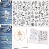 Patemby 50Pcs Water Soluble Embroidery Stabilizers, Stick and Stitch Embroidery Paper with Pre-Printed Flowers and Leaves Pattern Transfers for Hand Sewing Lover Beginners (Flower) Patemby
