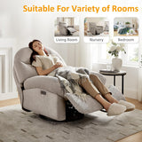 VANOMi Power Recliner Chair with USB & Type-C Charging, 270° Swivel Glider Rocker, Electric Nursery Recliner for Living Room, Bedroom, and Office, Light Gray VANOMi