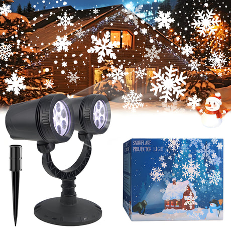 ‎LILNIAGY Christmas Double Head Snowflake Projector Lights,Christmas Decorations Outdoor LED Christmas Lights IP65 Waterproof Rotating Snow Lamp Christmas Decor for Patio Wall Window Xmas Decor LILNIAGY