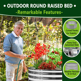 DIIYIV 3PCS 2x2x1FT Galvanized Raised Garden Bed Kit,Vegetable Boxes-Round Metal Flower Box,Large Planter Raised Beds Outdoor Garden for Planting,Fruit,Herb-Sliver DIIYIV