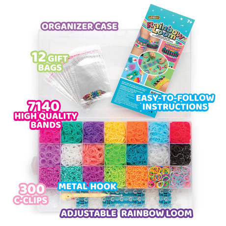 Rainbow Loom® MEGA Combo Set, Features 7000+ Colorful Rubber Bands, 2 Step-by-Step Bracelet Instructions, Organizer Case, Great Gift for Kids 7+ to Promote Fine Motor Skills (Packaging May Vary) Rainbow Loom