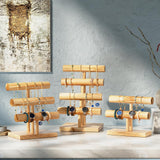 ProCase Bracelet Holder Display Bracelet Organizer, Wooden Bracelet Stand for Selling, T-bar Bangle Storage Rack Wood Watch Display Tower for Business - 2 Tier, Nature ProCase