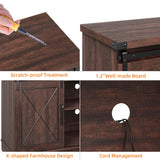 IDEALHOUSE Farmhouse TV Stand and Entertainment Center for TV Up to 65 Inches with Sliding Barn Doors and Adjustable Shelf, Tv Media Console Table with Storage Cabinet for Living Room, Bedroom, Brown IDEALHOUSE