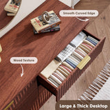 GarveeHome Fluted Dresser for Bedroom with 9 Deep Drawers, 60.6 in Wide Modern Chest of Drawers, Wooden Dresser TV Stand, Curved Profile Design, for Living Room, Kids Room, Hallway, Walnut GarveeHome