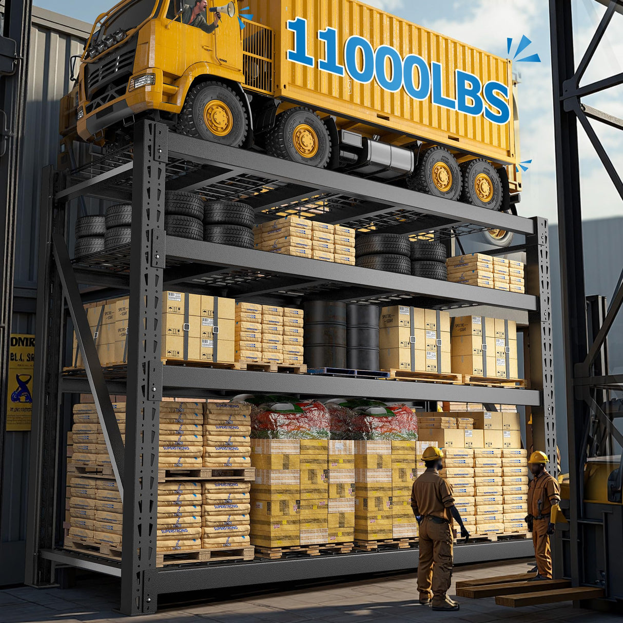 Bepatio 11000LBS Garage Shelving Heavy Duty, 72" H Storage Shelves Adjustable 4-Tier Metal Shelves, Industrial Shelving for Garage,Shop, Warehouse, Basement, Commercial, 72" H× 60" W × 24" D, Black Bepatio