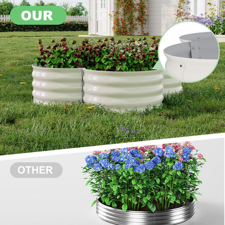 2 Pack Galvanized Raised Garden Bed – 4x4x1ft Raised Beds-Coated Metal Planter Box with Floral Edge, Easy Assembly Rust-Resistant Outdoor/Indoor Garden Box for Vegetables, Flowers, Herbs, White GarveeHome