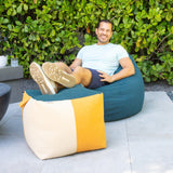 Big Joe Square Ottoman Weatherproof Bean Bag Footrest, Sunset Block Intertwist, Weather Resistant UV-Protected Fabric, 2 feet Big Joe