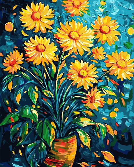QUITEDEW Paint by Numbers Kit for Adults Flowers,Sunflower Adult Paint by Numbers on Canvas,DlY Oil Painting for Home Wall Decoration 16x20 Inch QUITEDEW