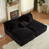 Tmsan 78.8" Oversized Double Chaise Lounge Sofa Indoor, Corduroy Boneless Couch Bed Comfy Foam Compressed Cloud Loveseat Sleeper Chair for Living Room Apartment Office Tmsan