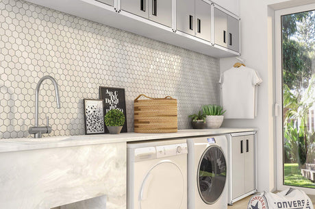 itbe Ready-to-Assemble Floating Garage Storage Cabinet - Wall Mount Garage Cabinet w/Lockable 2 Doors, 44 lbs Shelf Capacity, Removable Shelf, Small Steel Metal Cabinet (White and Grey) itbe