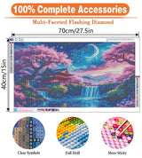 igoodom Large Diamond Painting, Large Cherry Blossoms Diamond Art Kits for Adults, Full Drill Round Big Diamond Painting, DIY Gem Art and Crafts for Home Wall Decor Gift 27.5 X 15.7inch igoodom