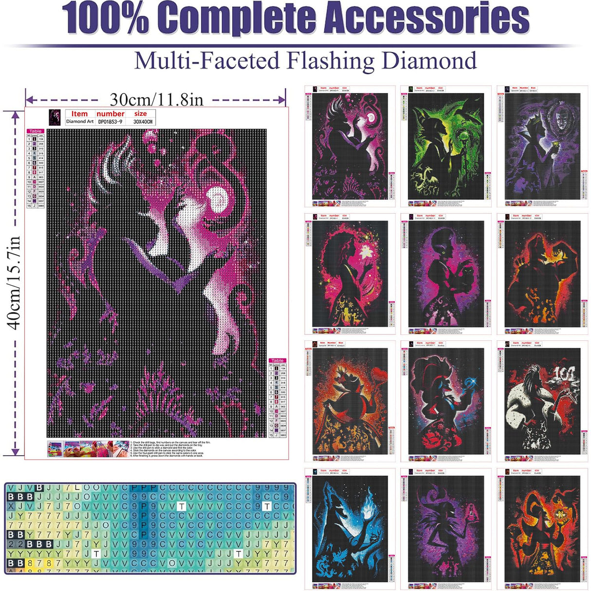 GOUOYANA 12 Pack Diamond Art Kits for Adults,Diamond Painting Kits,5D Princess Diamond Painting Kits for Adults Beginner Gem Art Full Drill Diamond Dots Art for Adults Home Wall Decor 12x16inch GOUOYANA
