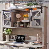 RedLemon 42" Farmhouse Desk Hutch with Sliding Barn Door and Ample Storage/Display Space, Only Match Farmhouse Desk (Light Rustic Oak) RedLemon