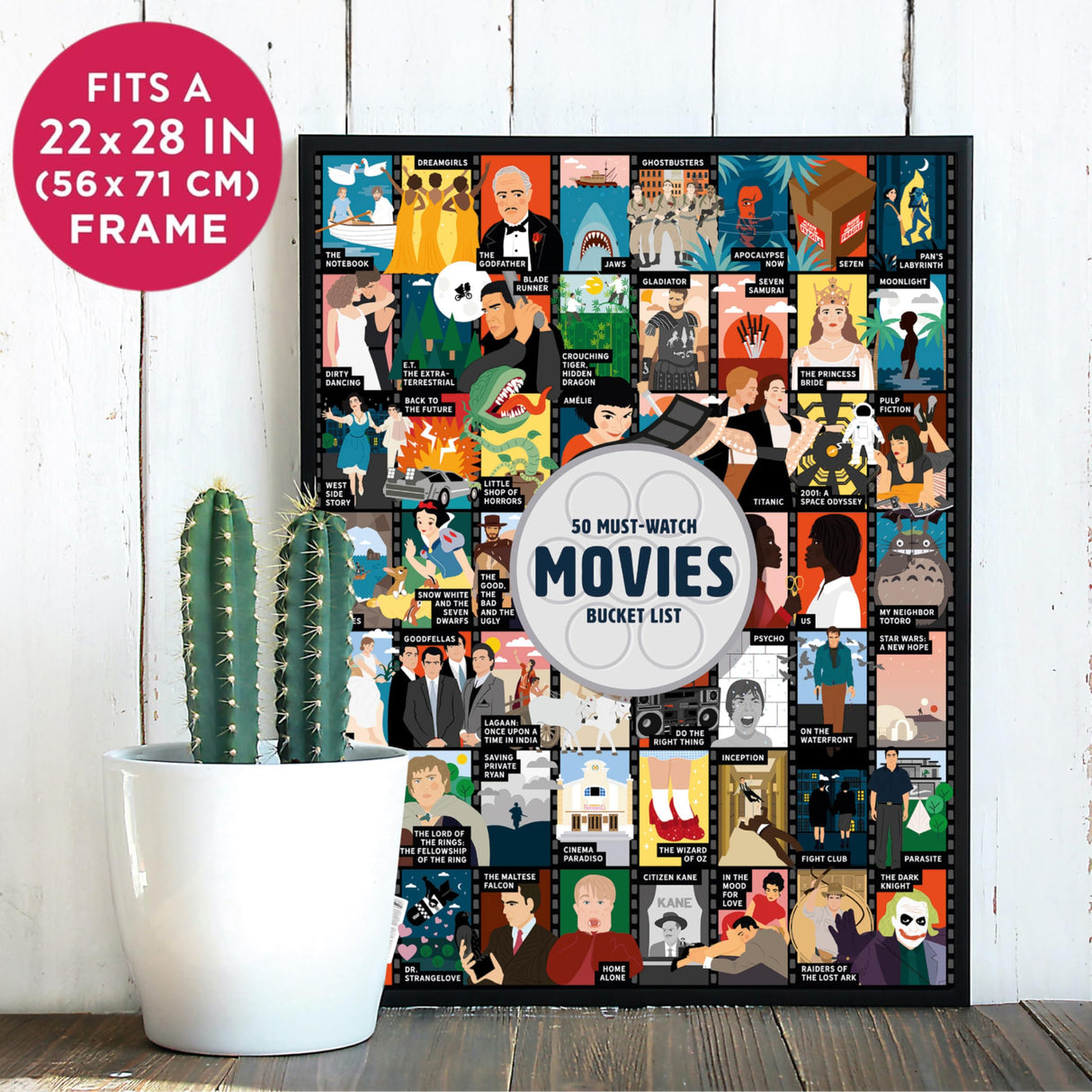 Ridley's: 50 Must-Watch Movies Bucket List 1000-Piece Puzzle - Movie Lovers Gift - Unique Art Style - Movie Room Décor Ridley's