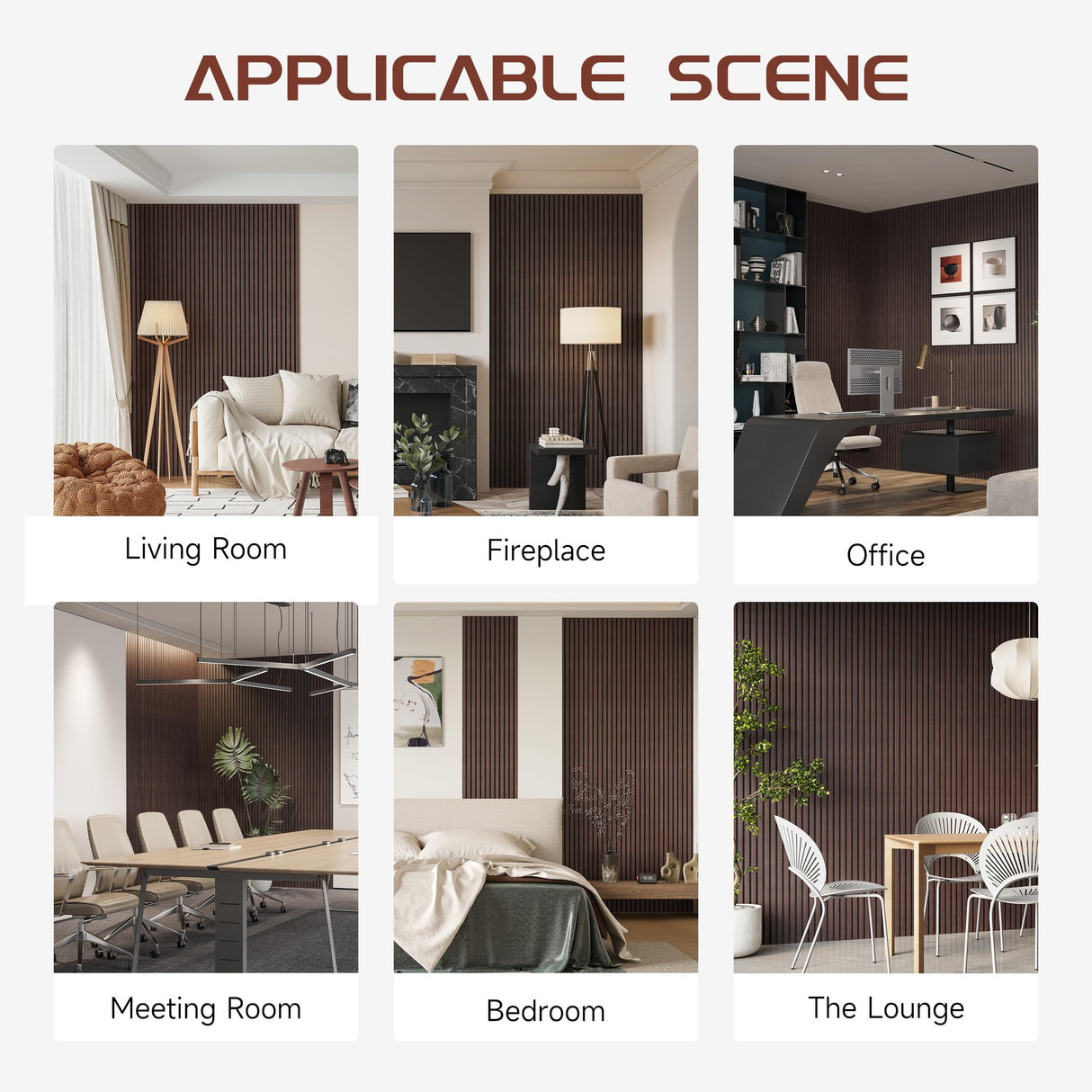 POHARE Wood Slat Wall Panels, 2 Pack 8 x 1 ft Decorative Wood Panels for Wall,Stylish Wall Panels for Interior Wall Decor, Modern Acoustic Wood Wall Panels with Felt Backing, Walnut POHARE