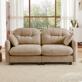 MZDOO 74" Loveseat for Living Room, Comfy Chenille Fabric Cloud Sectional Couch, Modern Upholstered Deep Seat Sofa with Armrest Pillow, Two Seater Couch for Small Spaces, Camel MZDOO