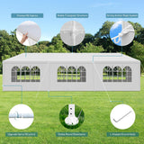 10' x 30' Outdoor Canopy Tents with 8 Detachable Sidewalls, White Patio Gazebo Tent, Shelter Shade Tent with Windows for Party, Wedding, Birthday, Events, Gatherings and Patio OLLIDOT