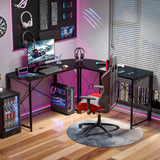 VECELO 59"x59" L Shaped Desk for Computer Gaming Multi-Usage Long 2 Person Table for Home Office Sturdy Writing Workstation, Easy Assembly/Saving Space, Black VECELO